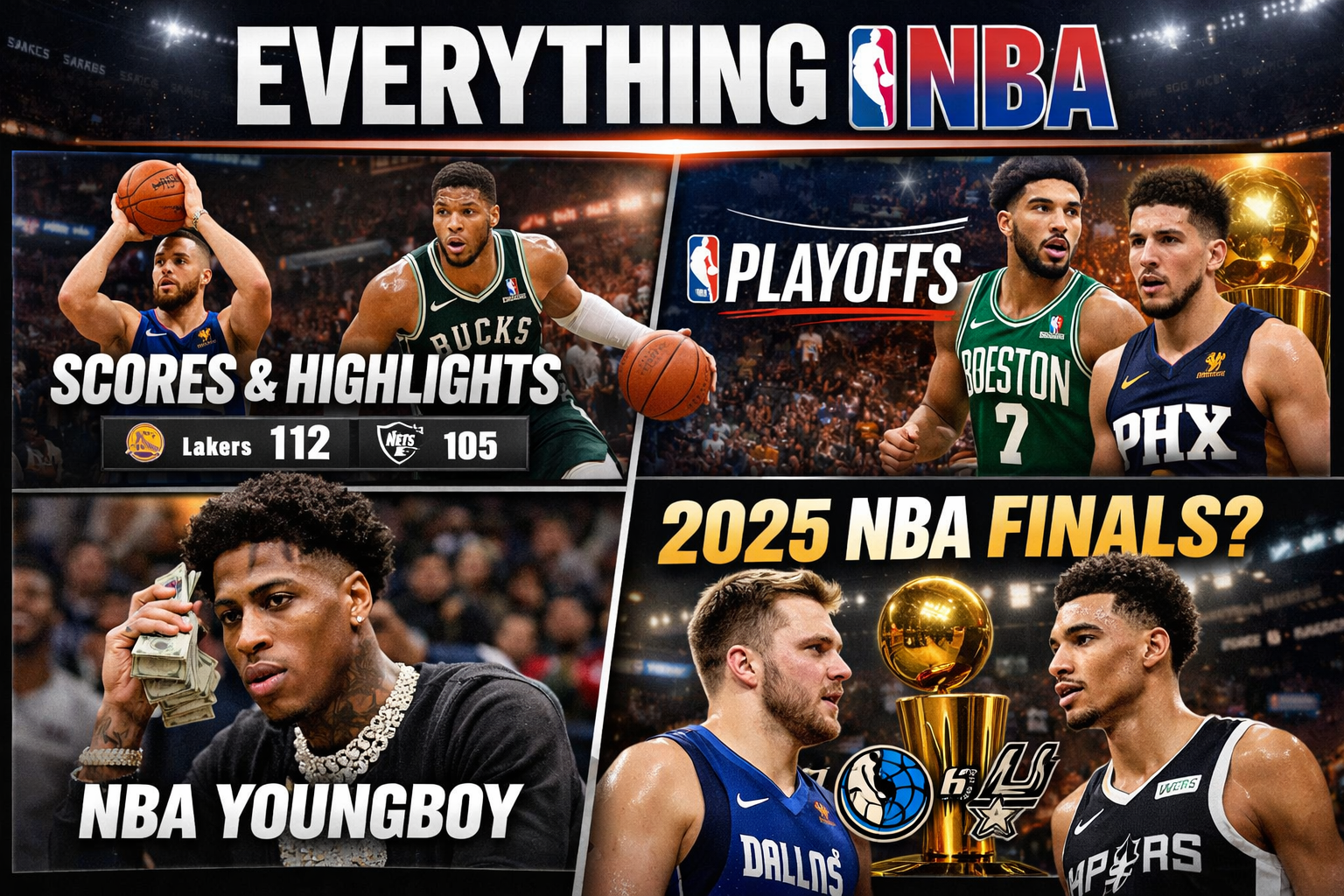 Crowd at NBA game with red and blue lighting