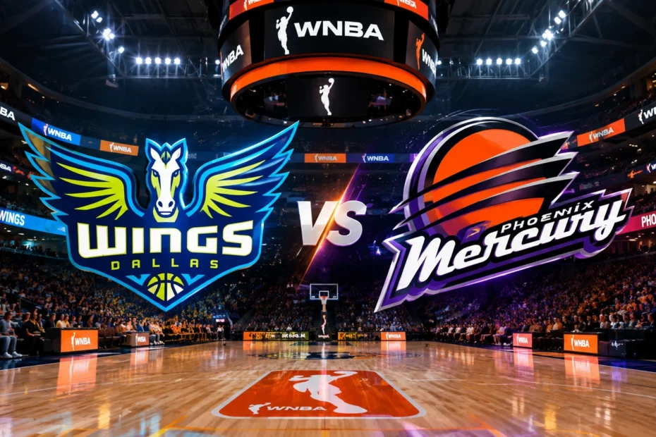 Dallas Wings vs Phoenix Mercury WNBA matchup in arena